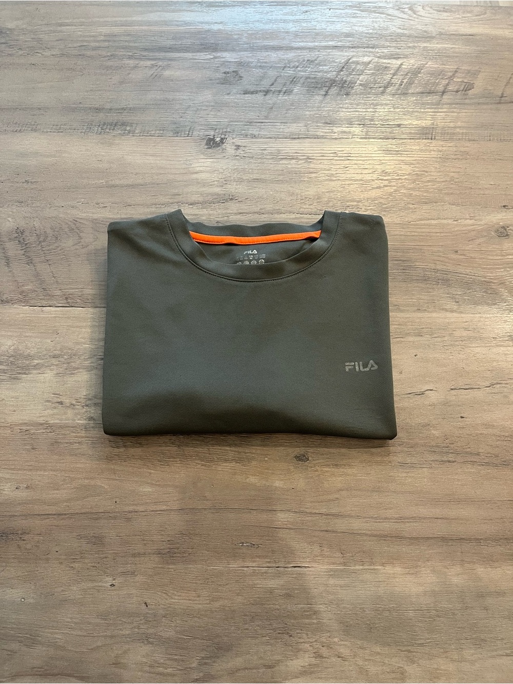 Fila Men's Crewneck Sweatshirt in Olive with Orange Trim